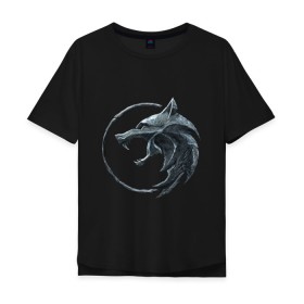 Мужская футболка хлопок Oversize с принтом The Witcher logo в Санкт-Петербурге, 100% хлопок | свободный крой, круглый ворот, “спинка” длиннее передней части | 