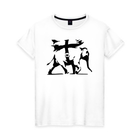 Женская футболка хлопок с принтом Слон - Banksy в Санкт-Петербурге, 100% хлопок | прямой крой, круглый вырез горловины, длина до линии бедер, слегка спущенное плечо | 
