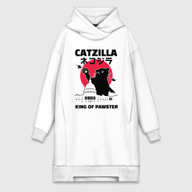 Платье-худи хлопок с принтом Catzilla King of Pawster в Санкт-Петербурге,  |  | cat | catzilla | kitty | paw | pawster | годзилла | кот | котики | коты | кошки | пародия