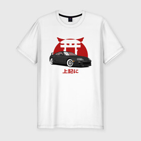 Мужская футболка хлопок Slim с принтом Toyota Supra A80 JDM в Санкт-Петербурге, 92% хлопок, 8% лайкра | приталенный силуэт, круглый вырез ворота, длина до линии бедра, короткий рукав | Тематика изображения на принте: 