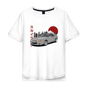 Мужская футболка хлопок Oversize с принтом Nissan Skyline R32 GT-R в Санкт-Петербурге, 100% хлопок | свободный крой, круглый ворот, “спинка” длиннее передней части | nissan skyline r32 gt r