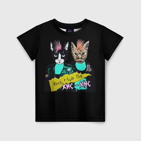 Детская футболка 3D с принтом Кис-Кис в Санкт-Петербурге, 100% гипоаллергенный полиэфир | прямой крой, круглый вырез горловины, длина до линии бедер, чуть спущенное плечо, ткань немного тянется | punk | punk rock | rock | алина олешева | кис | кис кис | кокос | панк | панк рок | рок | софья сомусева | хмурый