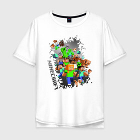 Мужская футболка хлопок Oversize с принтом Minecraft в Санкт-Петербурге, 100% хлопок | свободный крой, круглый ворот, “спинка” длиннее передней части | ender dragon | enderman | minecraft | phantom | the end | the nether | the overworld | wither | визера | майнкрафт | незер | ремесло | шахта добывать | энд | эндер дракон