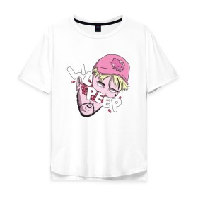 Мужская футболка хлопок Oversize с принтом LiL PEEP в Санкт-Петербурге, 100% хлопок | свободный крой, круглый ворот, “спинка” длиннее передней части | cry baby | lil peep | лил пип