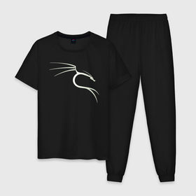 Мужская пижама хлопок с принтом Kali Linux в Санкт-Петербурге, 100% хлопок | брюки и футболка прямого кроя, без карманов, на брюках мягкая резинка на поясе и по низу штанин
 | Тематика изображения на принте: kali | linux | кали | линукс