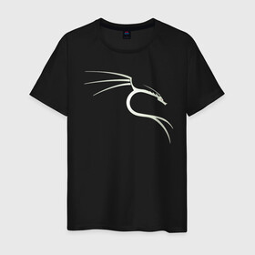 Мужская футболка хлопок с принтом Kali Linux в Санкт-Петербурге, 100% хлопок | прямой крой, круглый вырез горловины, длина до линии бедер, слегка спущенное плечо. | kali | linux | кали | линукс