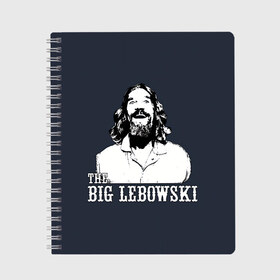 Тетрадь с принтом The Big Lebowski в Санкт-Петербурге, 100% бумага | 48 листов, плотность листов — 60 г/м2, плотность картонной обложки — 250 г/м2. Листы скреплены сбоку удобной пружинной спиралью. Уголки страниц и обложки скругленные. Цвет линий — светло-серый
 | Тематика изображения на принте: dude | film | бриджес | герой | джефф | джеффри | дюдя | комедия | лебовски | персонаж | фильм | чувак