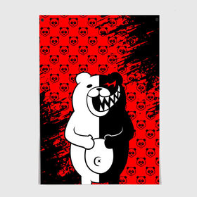 Постер с принтом MONOKUMA. в Санкт-Петербурге, 100% бумага
 | бумага, плотность 150 мг. Матовая, но за счет высокого коэффициента гладкости имеет небольшой блеск и дает на свету блики, но в отличии от глянцевой бумаги не покрыта лаком | anime | bear | black  white | danganronpa | kurokuma | monodam | monokuma | monomi | monotaro | pink | rabbit | school | shirokuma | аниме | главарь | мoноми | монокума | черно белый | школа