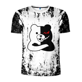 Мужская футболка 3D спортивная с принтом MONOKUMA. в Санкт-Петербурге, 100% полиэстер с улучшенными характеристиками | приталенный силуэт, круглая горловина, широкие плечи, сужается к линии бедра | anime | bear | black  white | danganronpa | kurokuma | monodam | monokuma | monomi | monotaro | pink | rabbit | school | shirokuma | аниме | главарь | мoноми | монокума | черно белый | школа