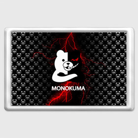 Магнит 45*70 с принтом MONOKUMA. в Санкт-Петербурге, Пластик | Размер: 78*52 мм; Размер печати: 70*45 | Тематика изображения на принте: anime | bear | black  white | danganronpa | kurokuma | monodam | monokuma | monomi | monotaro | pink | rabbit | school | shirokuma | аниме | главарь | мoноми | монокума | черно белый | школа