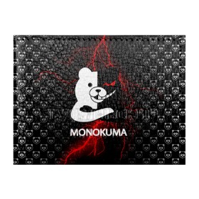 Обложка для студенческого билета с принтом MONOKUMA. в Санкт-Петербурге, натуральная кожа | Размер: 11*8 см; Печать на всей внешней стороне | anime | bear | black  white | danganronpa | kurokuma | monodam | monokuma | monomi | monotaro | pink | rabbit | school | shirokuma | аниме | главарь | мoноми | монокума | черно белый | школа