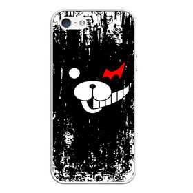 Чехол для iPhone 5/5S матовый с принтом MONOKUMA в Санкт-Петербурге, Силикон | Область печати: задняя сторона чехла, без боковых панелей | anime | bear | black  white | danganronpa | kurokuma | monodam | monokuma | monomi | monotaro | pink | rabbit | school | shirokuma | аниме | главарь | мoноми | монокума | черно белый | школа