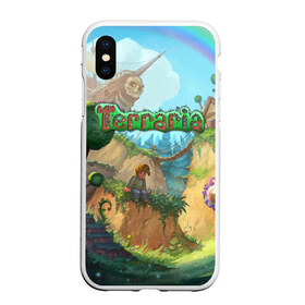 Чехол для iPhone XS Max матовый с принтом Terraria в Санкт-Петербурге, Силикон | Область печати: задняя сторона чехла, без боковых панелей | Тематика изображения на принте: minecraft | terraria | инди игры | майнкрафт | террария