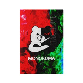 Обложка для паспорта матовая кожа с принтом MONOKUMA. в Санкт-Петербурге, натуральная матовая кожа | размер 19,3 х 13,7 см; прозрачные пластиковые крепления | anime | bear | black  white | danganronpa | kurokuma | monodam | monokuma | monomi | monotaro | pink | rabbit | school | shirokuma | аниме | главарь | мoноми | монокума | черно белый | школа