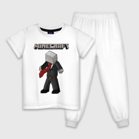 Детская пижама хлопок с принтом Слендермен - Minecraft в Санкт-Петербурге, 100% хлопок |  брюки и футболка прямого кроя, без карманов, на брюках мягкая резинка на поясе и по низу штанин
 | 