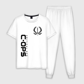 Мужская пижама хлопок с принтом Critical Ops в Санкт-Петербурге, 100% хлопок | брюки и футболка прямого кроя, без карманов, на брюках мягкая резинка на поясе и по низу штанин
 | 