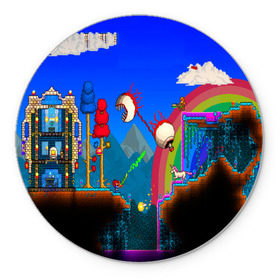 Коврик для мышки круглый с принтом TERRARIA GAME в Санкт-Петербурге, резина и полиэстер | круглая форма, изображение наносится на всю лицевую часть | game | pixel | terraria | игра | пиксель | террариа