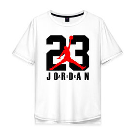 Мужская футболка хлопок Oversize с принтом MICHAEL JORDAN (23) в Санкт-Петербурге, 100% хлопок | свободный крой, круглый ворот, “спинка” длиннее передней части | 