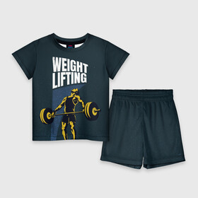 Детский костюм с шортами 3D с принтом Wheight lifting в Санкт-Петербурге,  |  | lifting | wheight lifting | wheightlifting | тяжелая атлетика | штанга | штангист