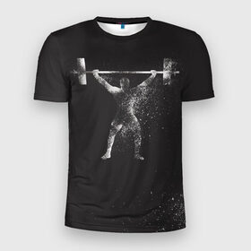 Мужская футболка 3D спортивная с принтом Атлет в Санкт-Петербурге, 100% полиэстер с улучшенными характеристиками | приталенный силуэт, круглая горловина, широкие плечи, сужается к линии бедра | lifting | wheight lifting | wheightlifting | тяжелая атлетика | штанга | штангист