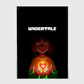 Постер с принтом UNDERTALE CHARA в Санкт-Петербурге, 100% бумага
 | бумага, плотность 150 мг. Матовая, но за счет высокого коэффициента гладкости имеет небольшой блеск и дает на свету блики, но в отличии от глянцевой бумаги не покрыта лаком | asriel dreemurr | chara | frisk | gaster blaster | sans | undertale | азриэль дримурр | андертейл | андрайн | гастер | меттатон | санс | фриск | чара