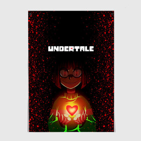 Постер с принтом UNDERTALE CHARA в Санкт-Петербурге, 100% бумага
 | бумага, плотность 150 мг. Матовая, но за счет высокого коэффициента гладкости имеет небольшой блеск и дает на свету блики, но в отличии от глянцевой бумаги не покрыта лаком | asriel dreemurr | chara | frisk | gaster blaster | sans | undertale | азриэль дримурр | андертейл | андрайн | гастер | меттатон | санс | фриск | чара