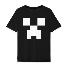 Мужская футболка хлопок Oversize с принтом MINECRAFT CREEPER в Санкт-Петербурге, 100% хлопок | свободный крой, круглый ворот, “спинка” длиннее передней части | block | creeper | cube | minecraft | pixel | блок | геометрия | крафт | крипер | кубики | майнкрафт | пиксели