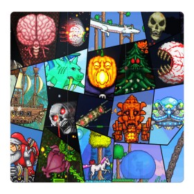 Магнитный плакат 3Х3 с принтом Terraria allpic в Санкт-Петербурге, Полимерный материал с магнитным слоем | 9 деталей размером 9*9 см | game | pixel | terraria | игра | пиксель | террариа