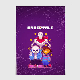 Постер с принтом UNDERTALE в Санкт-Петербурге, 100% бумага
 | бумага, плотность 150 мг. Матовая, но за счет высокого коэффициента гладкости имеет небольшой блеск и дает на свету блики, но в отличии от глянцевой бумаги не покрыта лаком | asriel dreemurr | chara | frisk | gaster blaster | sans | undertale | азриэль дримурр | андертейл | андрайн | гастер | меттатон | санс | фриск | чара