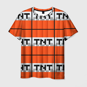 Мужская футболка 3D с принтом Minecraft-Динамит в Санкт-Петербурге, 100% полиэфир | прямой крой, круглый вырез горловины, длина до линии бедер | Тематика изображения на принте: minecraft | майн | майнкрафт | минекрафт