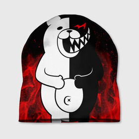 Шапка 3D с принтом MONOKUMA в Санкт-Петербурге, 100% полиэстер | универсальный размер, печать по всей поверхности изделия | anime | bear | black  white | danganronpa | kurokuma | monodam | monokuma | monomi | monotaro | rabbit | school | shirokuma | аниме | главарь | мoноми | монокума | черно белый | школа