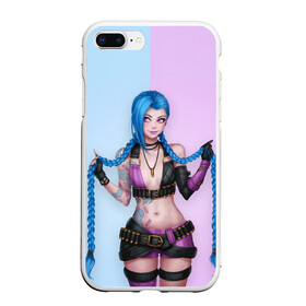 Чехол для iPhone 7Plus/8 Plus матовый с принтом League of Legends Jinx в Санкт-Петербурге, Силикон | Область печати: задняя сторона чехла, без боковых панелей | art | braids | cartridges | character | game | girl | jinx | league of legends | lol | pigtails | tattoo | арт | девушка | джинкс | игра | косички | косы | лига легенд | лол | патроны | персонаж | тату