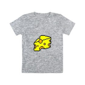 Детская футболка хлопок с принтом Сыр-пиксели в Санкт-Петербурге, 100% хлопок | круглый вырез горловины, полуприлегающий силуэт, длина до линии бедер | 