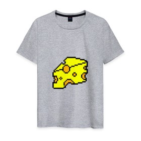 Мужская футболка хлопок с принтом Сыр-пиксели в Санкт-Петербурге, 100% хлопок | прямой крой, круглый вырез горловины, длина до линии бедер, слегка спущенное плечо. | 