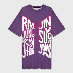 Платье-футболка 3D с принтом BTS в Санкт-Петербурге,  |  | bangtan | bighit | boy | fake love | j hope | jimin | jin | jungkook | korea | kpop | live | luv | mic drop | rm | suga | v | with | бтс | кей | поп
