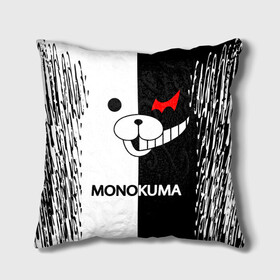 Подушка 3D с принтом MONOKUMA. в Санкт-Петербурге, наволочка – 100% полиэстер, наполнитель – холлофайбер (легкий наполнитель, не вызывает аллергию). | состоит из подушки и наволочки. Наволочка на молнии, легко снимается для стирки | anime | bear | black  white | danganronpa | kurokuma | monodam | monokuma | monomi | monotaro | pink | rabbit | school | shirokuma | аниме | главарь | мoноми | монокума | черно белый | школа