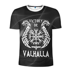 Мужская футболка 3D спортивная с принтом Valhalla в Санкт-Петербурге, 100% полиэстер с улучшенными характеристиками | приталенный силуэт, круглая горловина, широкие плечи, сужается к линии бедра | valhalla | вальгалла | вальхалла | вегвизир | викинги | знак | победа | скандинавия