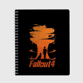 Тетрадь с принтом Fallout 4 в Санкт-Петербурге, 100% бумага | 48 листов, плотность листов — 60 г/м2, плотность картонной обложки — 250 г/м2. Листы скреплены сбоку удобной пружинной спиралью. Уголки страниц и обложки скругленные. Цвет линий — светло-серый
 | art | dog | drone | explosion | fallout | fallout 4 | game | man | арт | взрыв | дрон | игра | собака | фоллаут | фоллаут 4 | человек