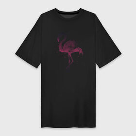 Платье-футболка хлопок с принтом Flamingo в Санкт-Петербурге,  |  | абстракция | акварель | арт | градиент | животные | минимализм | птицы | фламинго | экзотика | экзотические животные | экзотические птицы