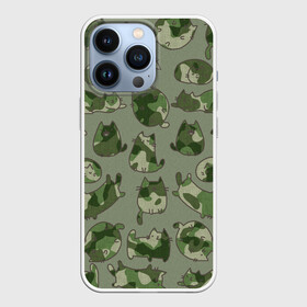 Чехол для iPhone 13 Pro с принтом Камуфляж с котиками (хаки) в Санкт-Петербурге,  |  | cat | cats | армия | военный | воин | герой | день защитника | день защитника отеч | десант | защитник | капитан | котики | коты | котэ | котята | кошки | мальчишник | мужчинам | омон | охота | охранник