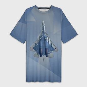 Платье-футболка 3D с принтом Су 57 в Санкт-Петербурге,  |  | Тематика изображения на принте: авиа | авиация | брату | ввс | военно воздушные силы | деду | дедушке | день защитника | день защитника отечества | день мужчин | другу | защитник | летать | летчик | любимому | мужской день