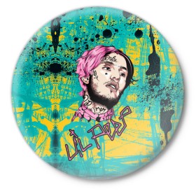 Значок с принтом Lil Peep в Санкт-Петербурге,  металл | круглая форма, металлическая застежка в виде булавки | lil | peep | автор | модель | певец | рэпер | хип хоп | эмо рэп.