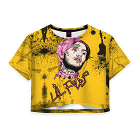 Женская футболка Crop-top 3D с принтом Lil Peep в Санкт-Петербурге, 100% полиэстер | круглая горловина, длина футболки до линии талии, рукава с отворотами | lil | peep | автор | модель | певец | рэпер | хип хоп | эмо рэп.