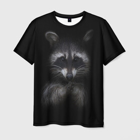 Мужская футболка 3D с принтом енот в Санкт-Петербурге, 100% полиэфир | прямой крой, круглый вырез горловины, длина до линии бедер | енот | енот хайп | еноты | животные | лайв тудей