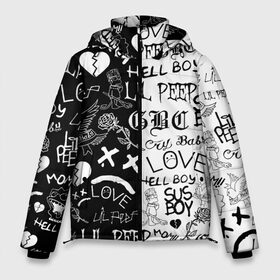 Мужская зимняя куртка 3D с принтом LIL PEEP LOGOBOMBING в Санкт-Петербурге, верх — 100% полиэстер; подкладка — 100% полиэстер; утеплитель — 100% полиэстер | длина ниже бедра, свободный силуэт Оверсайз. Есть воротник-стойка, отстегивающийся капюшон и ветрозащитная планка. 

Боковые карманы с листочкой на кнопках и внутренний карман на молнии. | lil peep | lil prince | pink | зарубежная музыка | лил пип | маленький принц