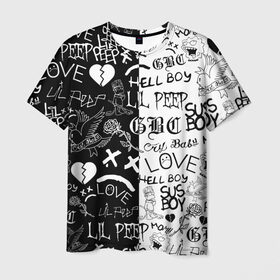 Мужская футболка 3D с принтом LIL PEEP LOGOBOMBING в Санкт-Петербурге, 100% полиэфир | прямой крой, круглый вырез горловины, длина до линии бедер | lil peep | lil prince | pink | зарубежная музыка | лил пип | маленький принц