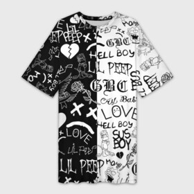 Платье-футболка 3D с принтом LIL PEEP LOGOBOMBING | ЛИЛ ПИП в Санкт-Петербурге,  |  | lil peep | lil prince | pink | зарубежная музыка | лил пип | маленький принц