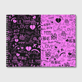 Альбом для рисования с принтом LIL PEEP LOGOBOMBING BLACK PINK в Санкт-Петербурге, 100% бумага
 | матовая бумага, плотность 200 мг. | Тематика изображения на принте: lil peep | lil prince | pink | зарубежная музыка | лил пип | маленький принц