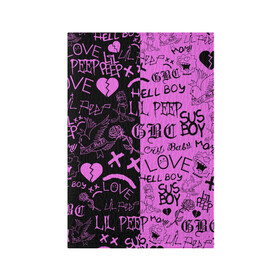 Обложка для паспорта матовая кожа с принтом LIL PEEP LOGOBOMBING BLACK PINK в Санкт-Петербурге, натуральная матовая кожа | размер 19,3 х 13,7 см; прозрачные пластиковые крепления | Тематика изображения на принте: lil peep | lil prince | pink | зарубежная музыка | лил пип | маленький принц