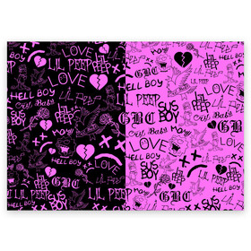 Поздравительная открытка с принтом LIL PEEP LOGOBOMBING BLACK PINK в Санкт-Петербурге, 100% бумага | плотность бумаги 280 г/м2, матовая, на обратной стороне линовка и место для марки
 | lil peep | lil prince | pink | зарубежная музыка | лил пип | маленький принц